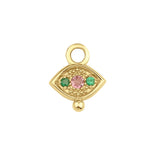 Load image into Gallery viewer, Three Gems Evil Eye Charm with Pink Sapphire and Emerald