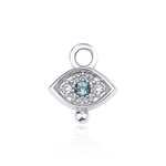 Load image into Gallery viewer, Three Gems Evil Eye Charm with Diamond and Sky Blue Topaz