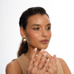 Load image into Gallery viewer, Solo Patterned HexaGlow Ring with Diamond and Blue Sapphire