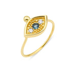 Load image into Gallery viewer, Three Gems Evil Eye Ring 
with Diamond and London Topaz