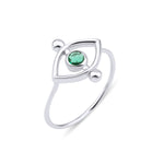 Load image into Gallery viewer, Single Evil Eye Ring with Emerald