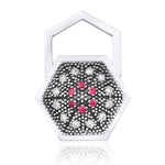 Load image into Gallery viewer, Black Rhodium Gold HexaGlow Badge Earring with Ruby and Diamond