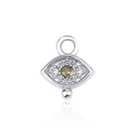 Load image into Gallery viewer, Three Gems Evil Eye Charm With Diamond and Green Sapphire