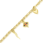 Load image into Gallery viewer, Three Gems Evil Eye Charm with Orange Sapphire and Iolite