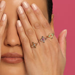 Load image into Gallery viewer, Single Evil Eye Ring With Green Sapphire