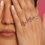 Load image into Gallery viewer, Single Evil Eye Ring with Rhodolite