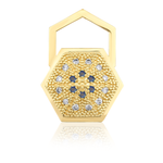 Load image into Gallery viewer, HexaGlow Badge Earring 
with 
Diamond and Blue Sapphire