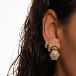 Load image into Gallery viewer, Reversible Dream Hoop Earring (Medium) with Cognac Diamond and Emerald