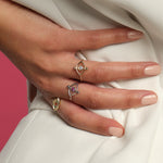 Load image into Gallery viewer, Single Evil Eye Ring with Rhodolite