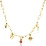 Load image into Gallery viewer, Three Gems Evil Eye Charm with Pink Sapphire and Emerald