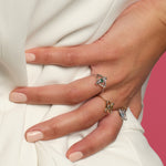 Load image into Gallery viewer, Single Evil Eye Ring with Emerald