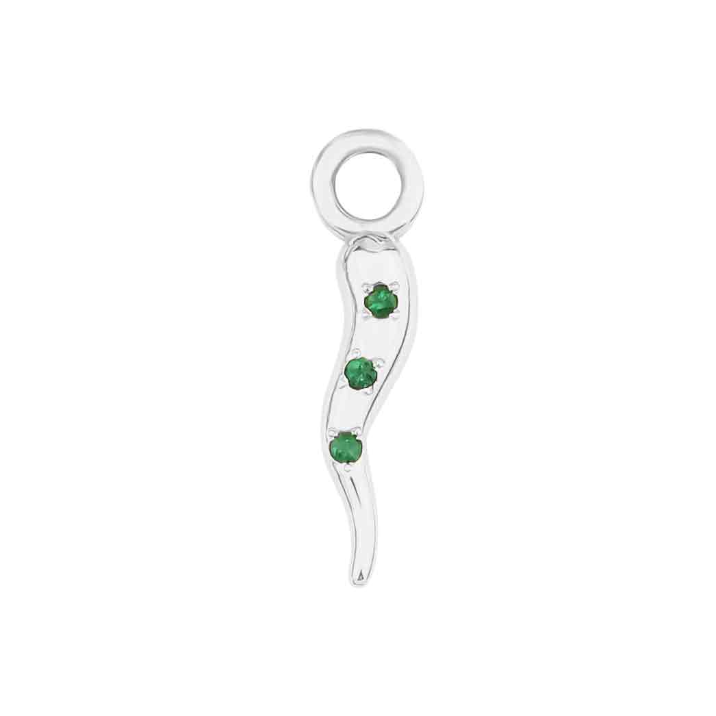 Italian Horn Charm 
with Emerald