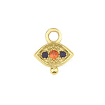 Load image into Gallery viewer, Three Gems Evil Eye Charm with Orange Sapphire and Iolite
