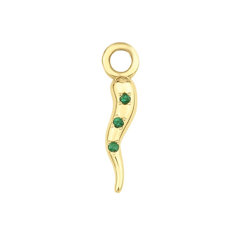 Italian Horn Charm 
with Emerald