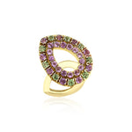 Load image into Gallery viewer, Drop Stud Earring with Tsavorite  and Amethyst
