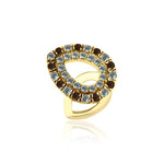 Load image into Gallery viewer, Drop Stud Earring with Blue Topaz and Smoky Quartz
