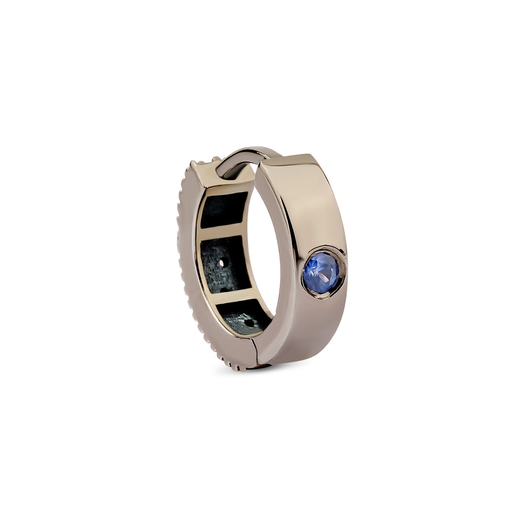 Black Rhodium and Gold Reversible Dream Hoops (Medium) with Diamond and Blue Sapphire