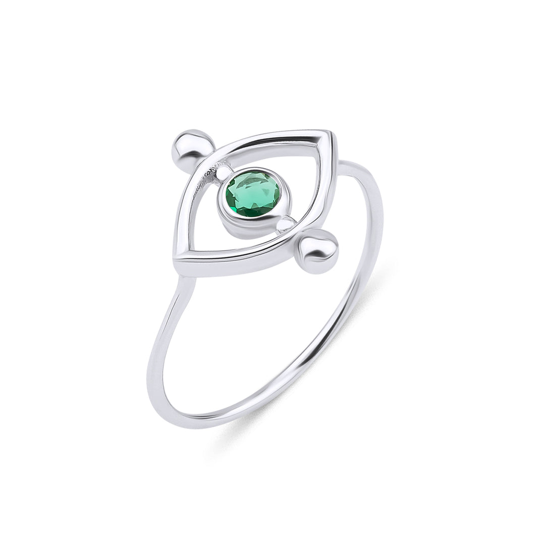 Single Evil Eye Ring with Emerald