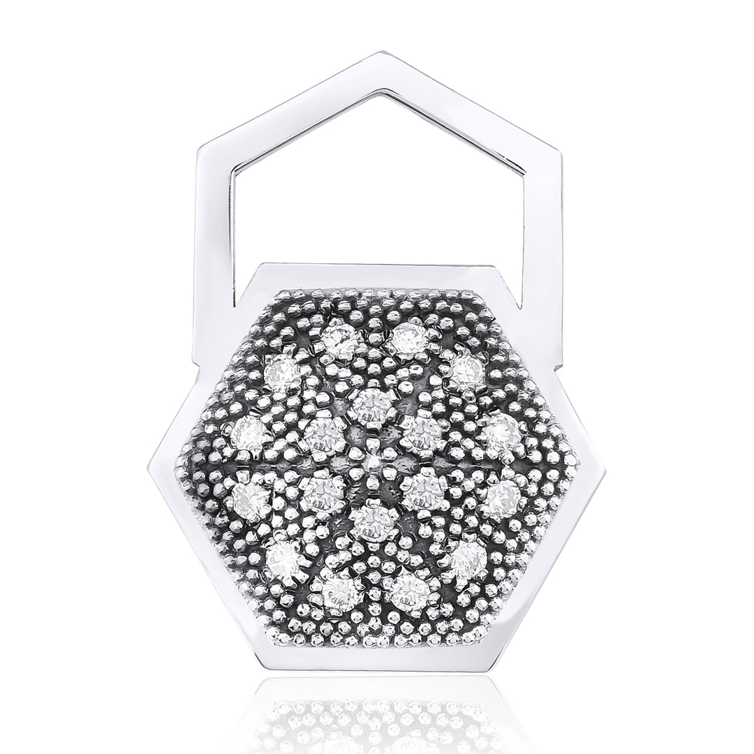 White Gold Black Rhodium HexaGlow Badge Earring
with 
Diamond