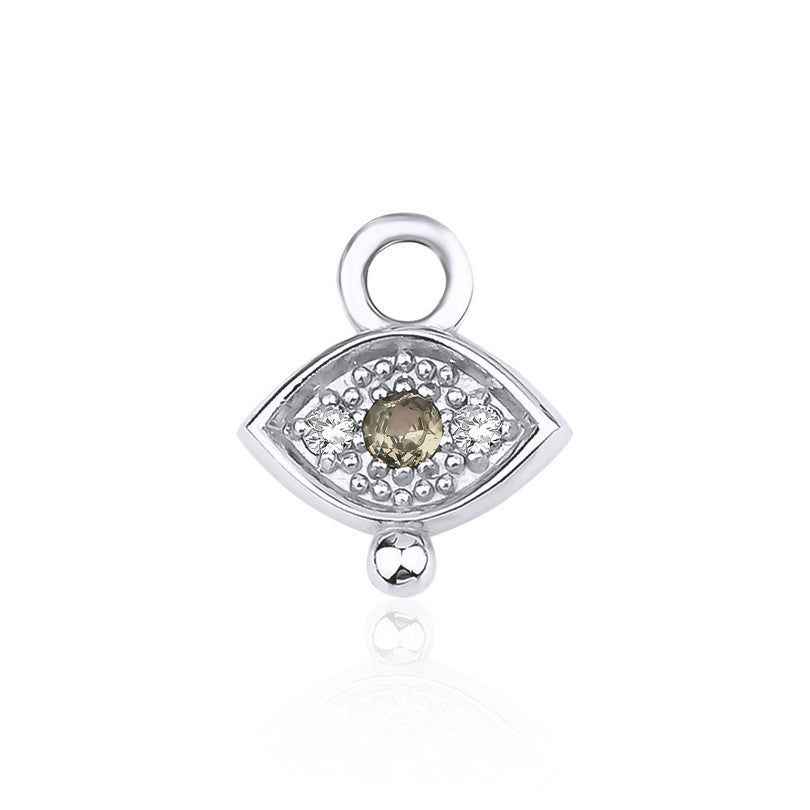 Three Gems Evil Eye Charm With Diamond and Green Sapphire