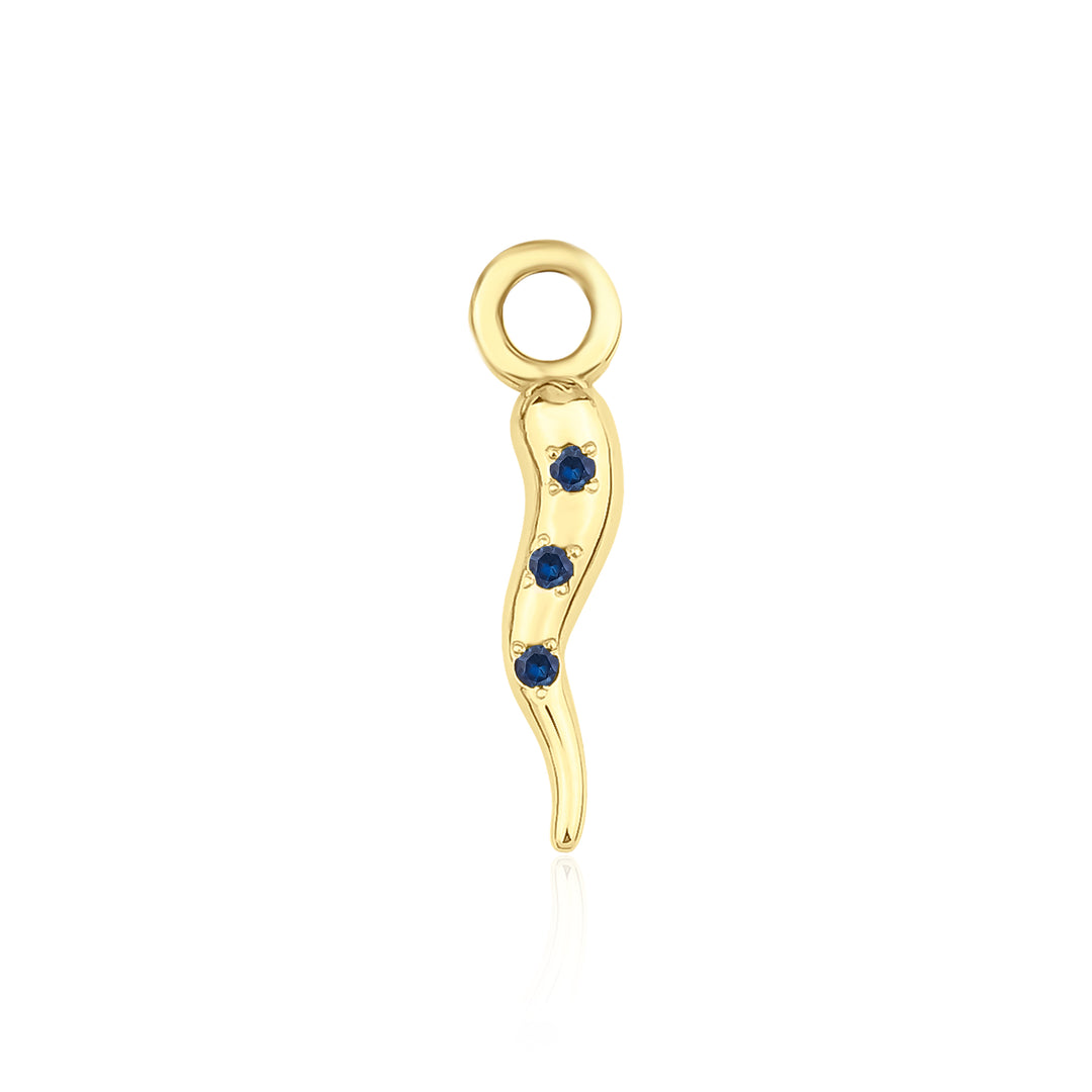 Italian Horn Charm 
with Blue Sapphire