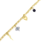 Load image into Gallery viewer, Three Gems Evil Eye Charm with Diamond and Sky Blue Topaz
