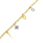 Load image into Gallery viewer, Three Gems Evil Eye Charm with Diamond and Orange Sapphire
