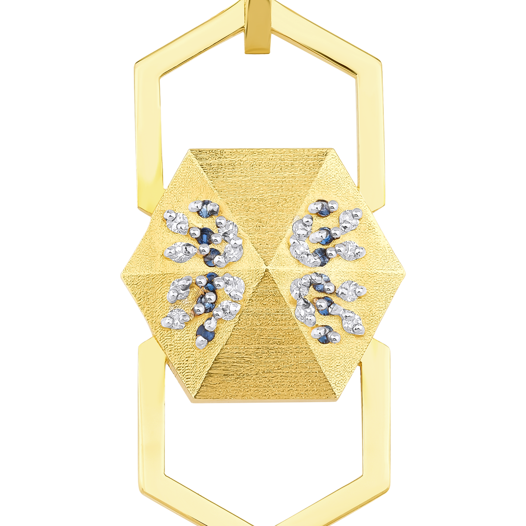 Full Badge HexaGlow Earring 
with 
Blue Sapphire and Diamond