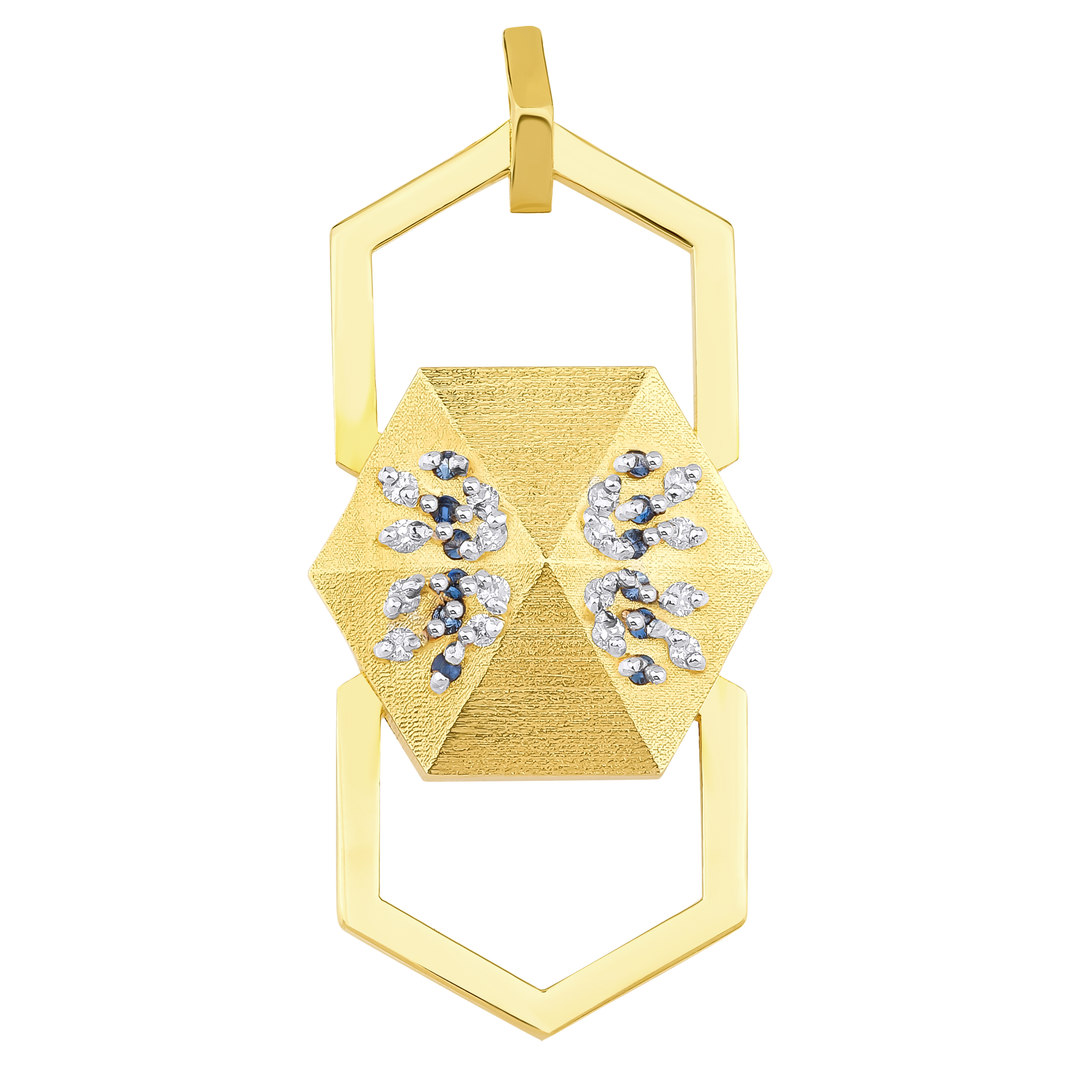 Full Badge HexaGlow Earring 
with 
Blue Sapphire and Diamond