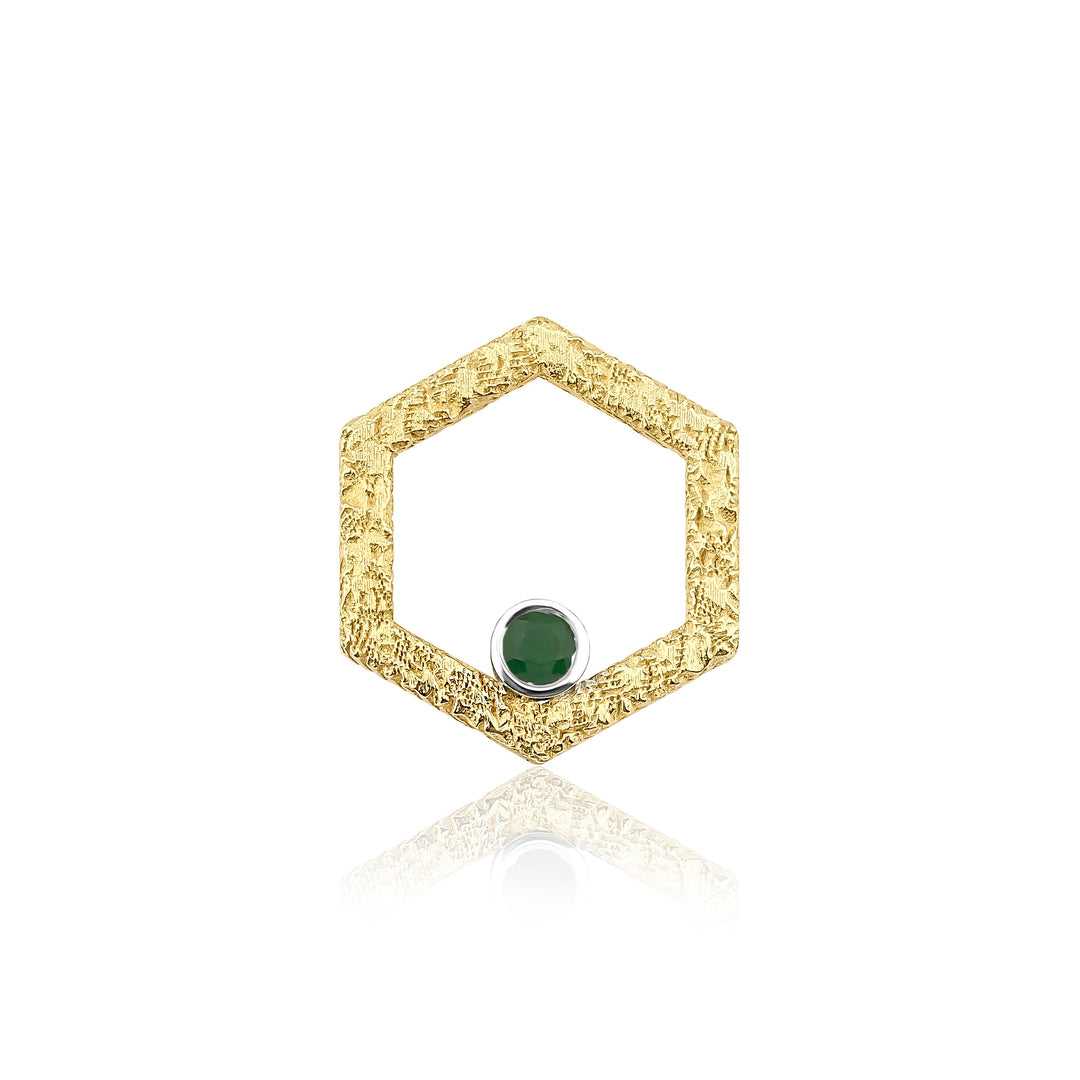 Solo HexaGlow Patterned Earring with Diamond/Emerald