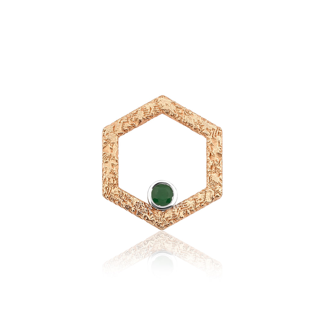 Solo HexaGlow Patterned Earring with Diamond/Emerald