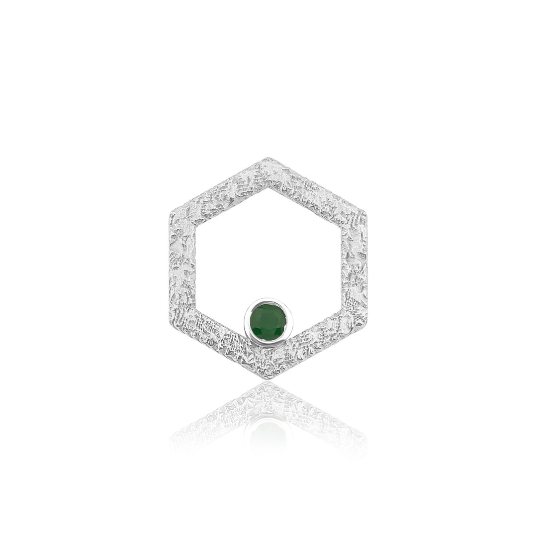 Solo HexaGlow Patterned Earring with Diamond/Emerald