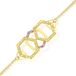 Load image into Gallery viewer, HexaGlow Chain Bracelet 
with 
Cognac Diamonds and Pink Sapphires
