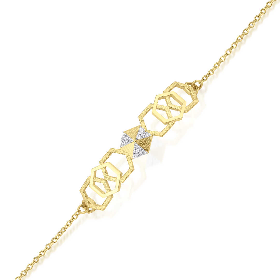 HexaGlow Chain Bracelet with Diamond