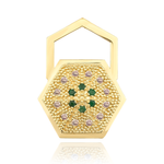 Load image into Gallery viewer, HexaGlow Badge Earring 
with 
Emerald and Cognac Diamond
