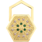 Load image into Gallery viewer, HexaGlow Badge Earring 
with 
Emerald and Cognac Diamond
