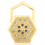 Load image into Gallery viewer, HexaGlow Badge Earring 
with 
Diamond and Blue Sapphire
