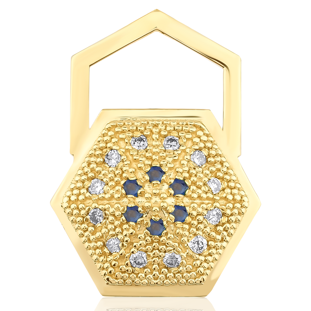 HexaGlow Badge Earring 
with 
Diamond and Blue Sapphire