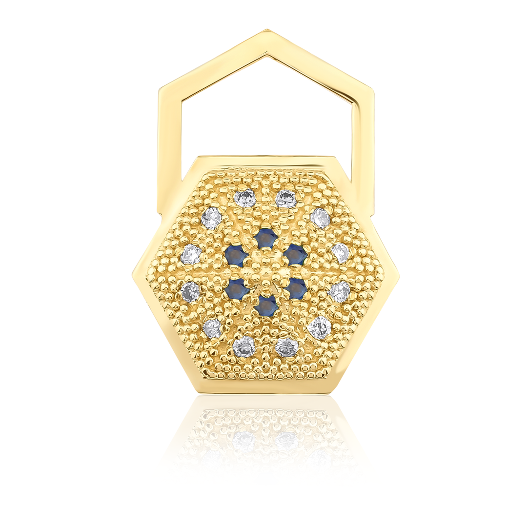 HexaGlow Badge Earring 
with 
Diamond and Blue Sapphire