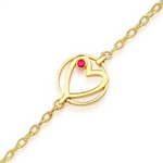 Load image into Gallery viewer, Small Heart Bracelet with Ruby
