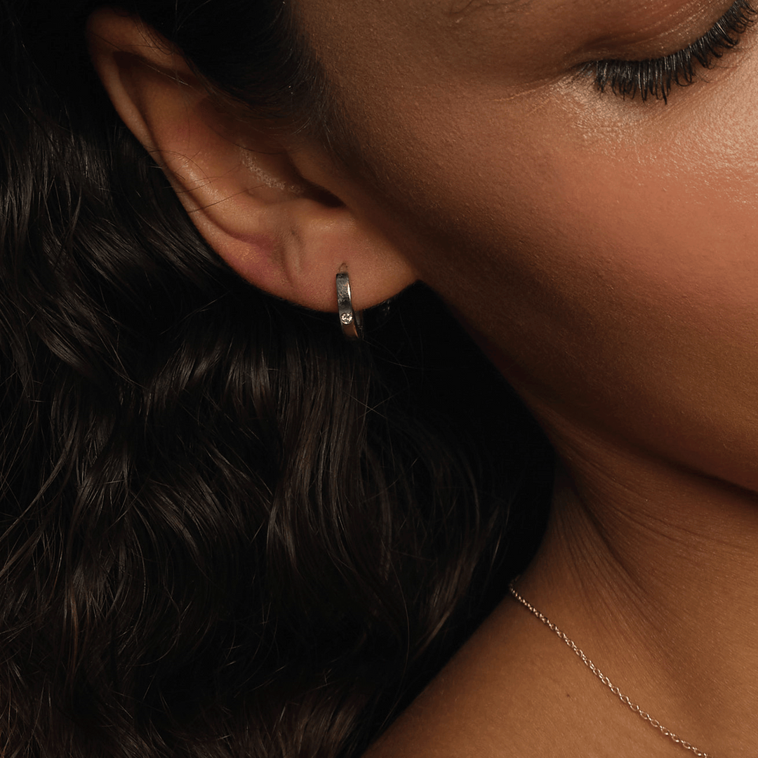 Reversible Dream Hoop Earring with (Thin) with Diamond