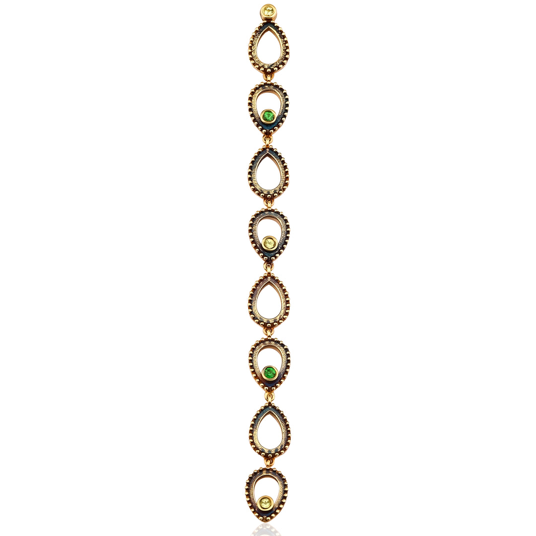 Long Flow of Drops Earring 
with Tsavorite and Peridot