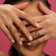 Petite HexaGlow Ring With Blue Sapphire